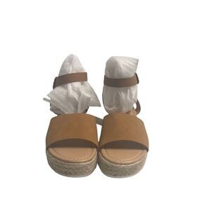 MUDD Women’s Espadrille Sandals Tan Sz 6 Ankle Strap Buckle Open Toe New‎ No Box